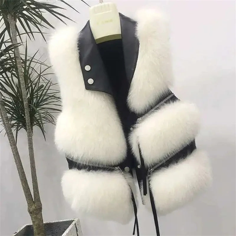 Gilet Corto in Pelliccia Sintetica – Stile Coreano