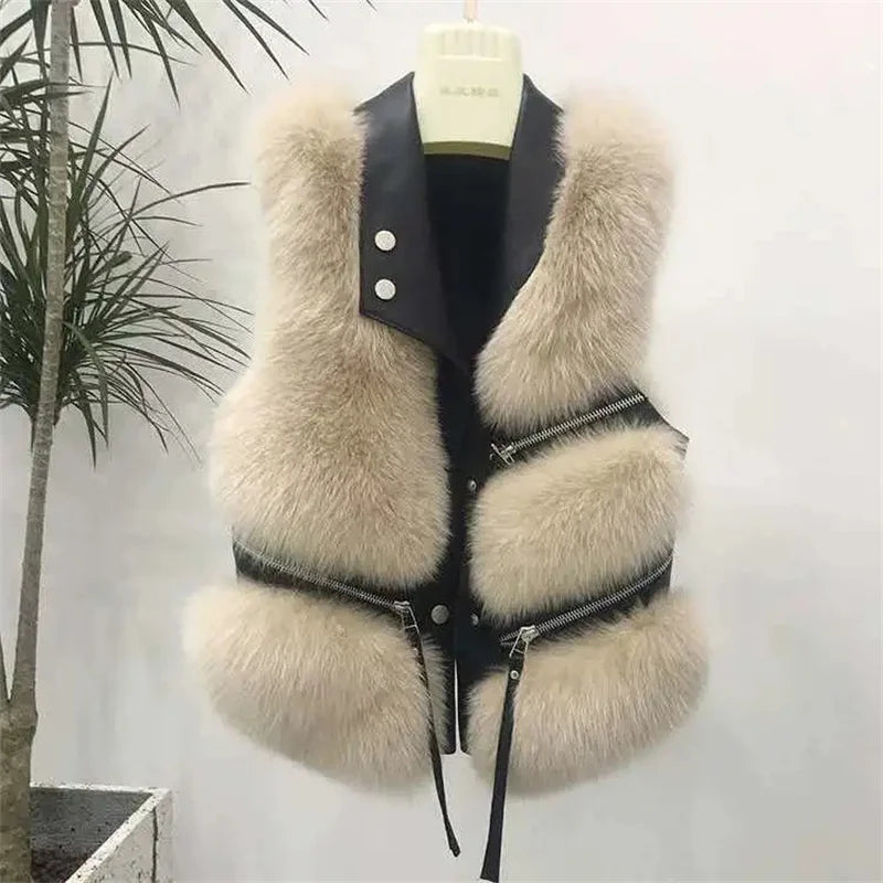 Gilet Corto in Pelliccia Sintetica – Stile Coreano
