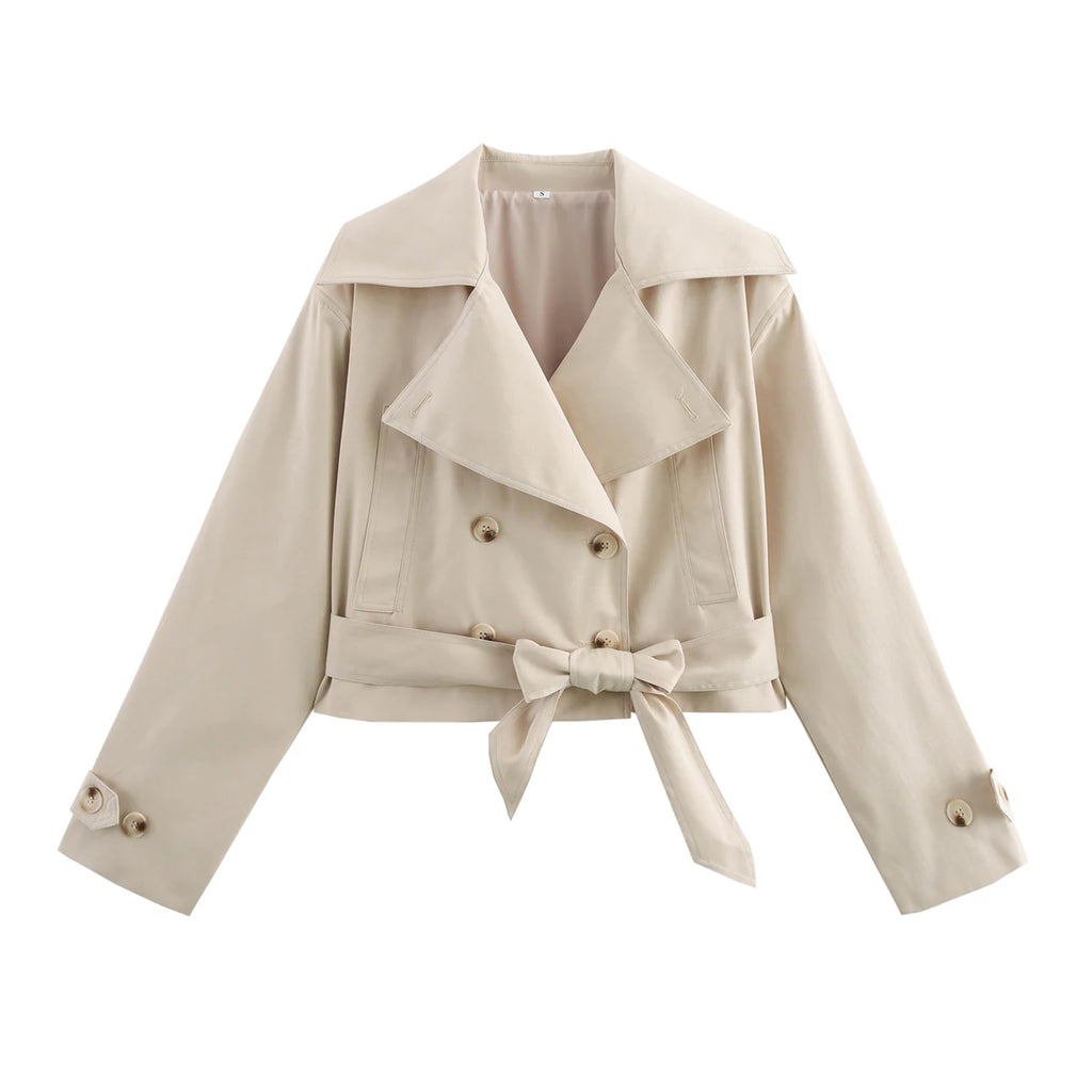 Trench Coat Doppiopetto con Cintura – Stile Britannico