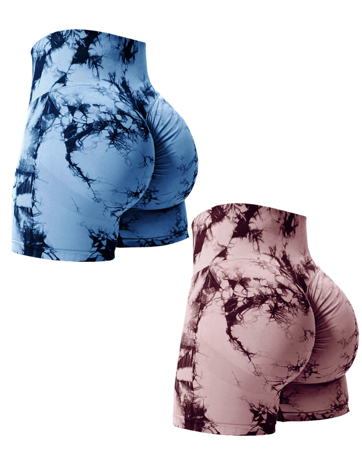 2 pezzi Tie Dye Butt Lifting Pantaloncini da palestra sexy Donna Skinny Stretch Pantaloncini sportivi a vita alta Casual senza cuciture