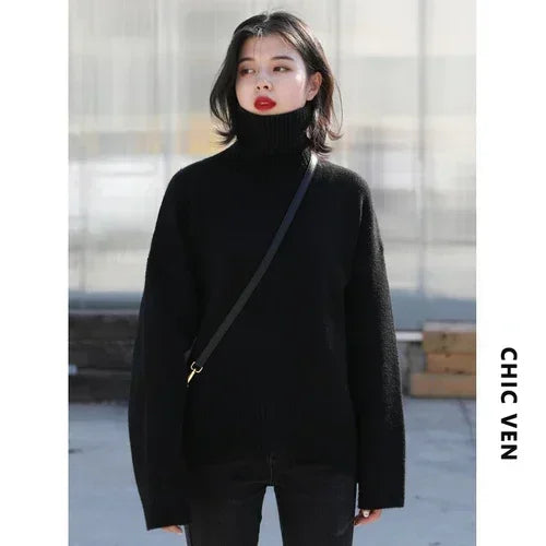 Maglione Dolcevita Donna Coreano Pullover Caldo
