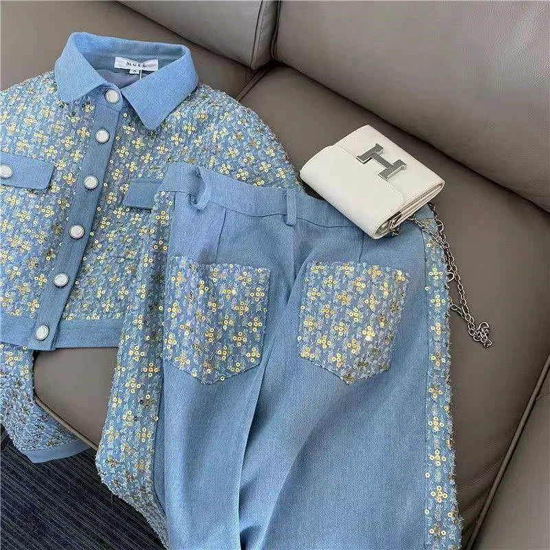 2025 Primavera Autunno Nuovo Set da 2 pezzi Coreano Stile Hong Kong Design Senso monopetto Cappotto corto da donna Set di pantaloni slim retrò