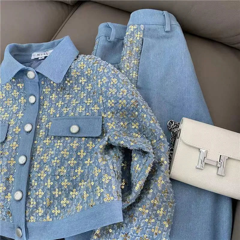 2025 Primavera Autunno Nuovo Set da 2 pezzi Coreano Stile Hong Kong Design Senso monopetto Cappotto corto da donna Set di pantaloni slim retrò