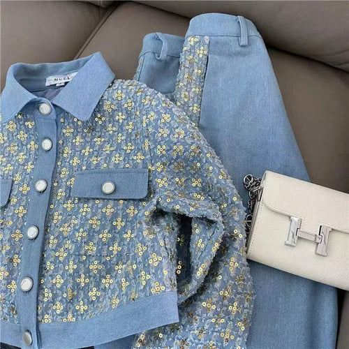 2025 Primavera Autunno Nuovo Set da 2 pezzi Coreano Stile Hong Kong Design Senso monopetto Cappotto corto da donna Set di pantaloni slim retrò