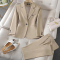 Abito da donna casual da lavoro Nuovo pantalone professionale in stile occidentale a maniche lunghe Blazer Pantaloni chic a vita alta Set da 2 pezzi