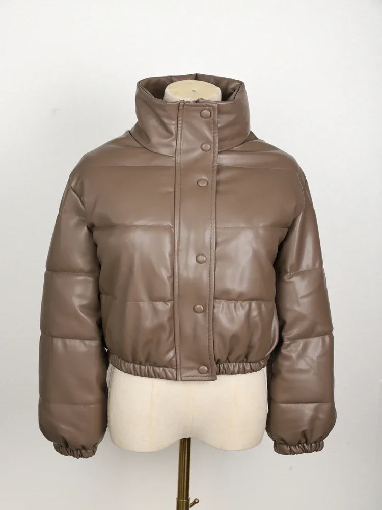 Parka Invernale Donna in Ecopelle Nera – Giacca Calda