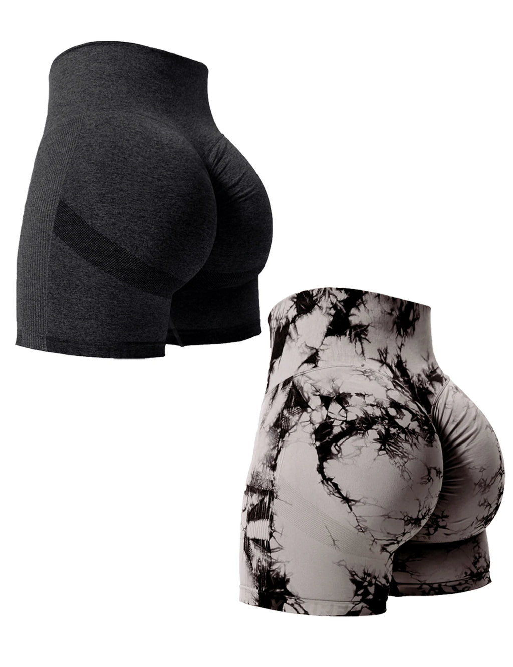 2 pezzi Tie Dye Butt Lifting Pantaloncini da palestra sexy Donna Skinny Stretch Pantaloncini sportivi a vita alta Casual senza cuciture