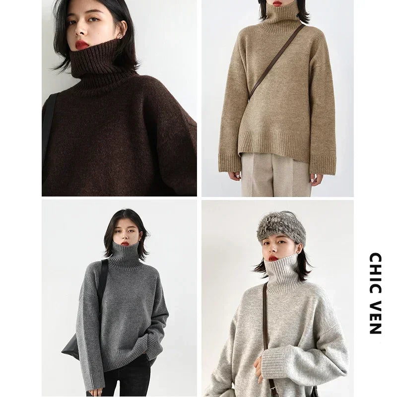 Maglione Dolcevita Donna Coreano Pullover Caldo