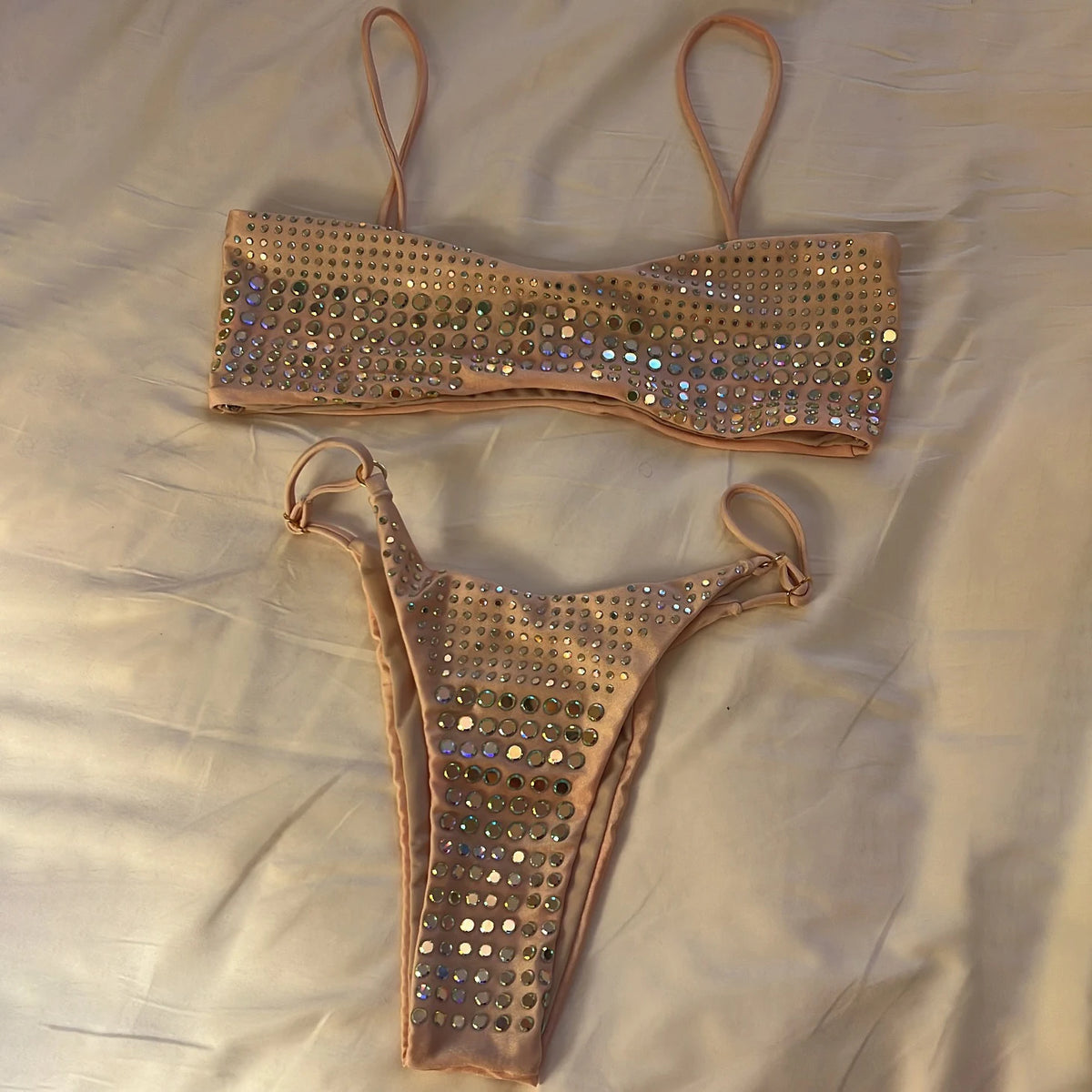 Bikini Push-Up con Diamanti e Stampa Floreale