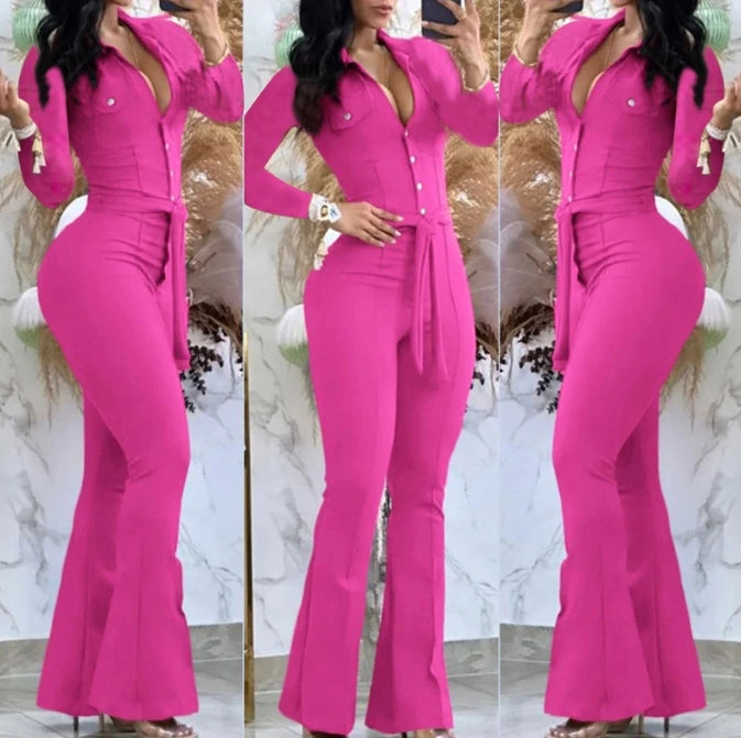 Tuta Donna Casual Y2K con Cintura e Cerniera