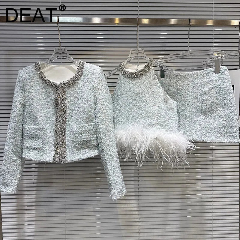 Giacca Tweed Elegante Donna con Gonna A-line – Look Autunno Inverno