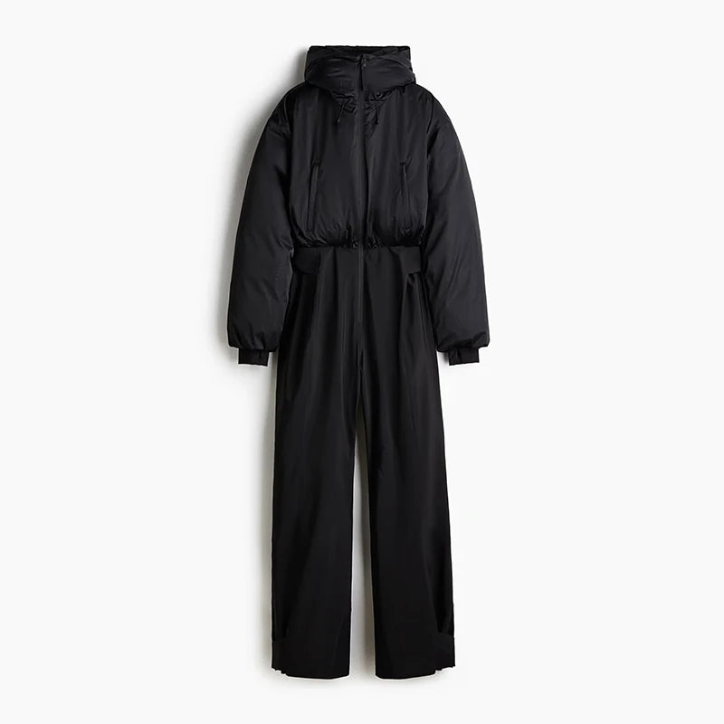 Tuta Intera Donna Invernale – Colletto Coreano, Gamba Larga, Stile Chic