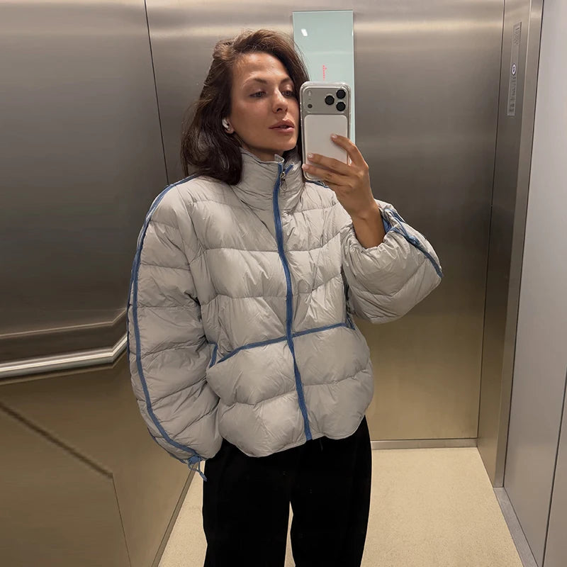 Completo da donna casual con cappotto imbottito in cotone a pois, pantaloni, cappuccio, maniche lunghe, cappotti con cerniera, pantaloni dritti, set da sci invernale 2026