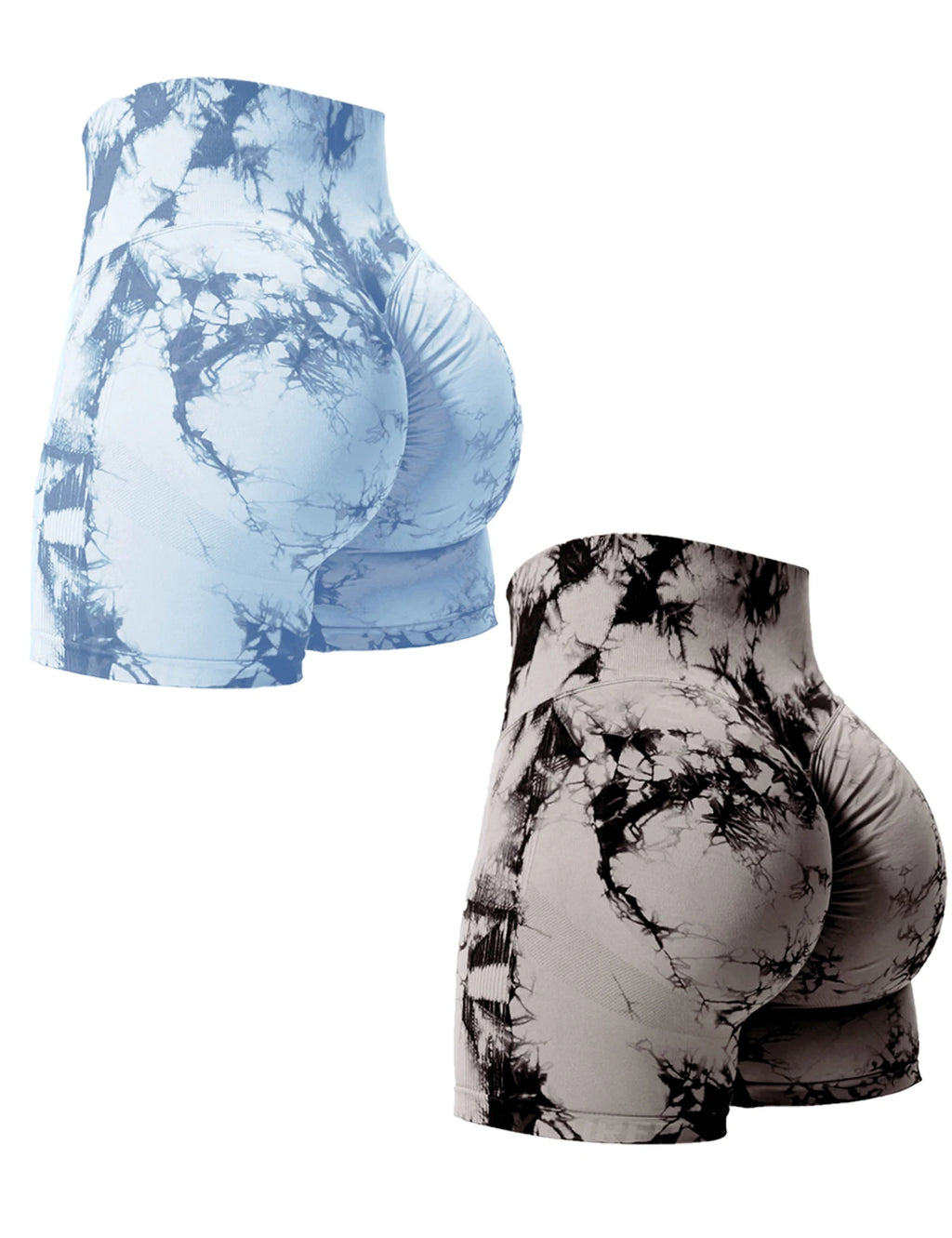 2 pezzi Tie Dye Butt Lifting Pantaloncini da palestra sexy Donna Skinny Stretch Pantaloncini sportivi a vita alta Casual senza cuciture
