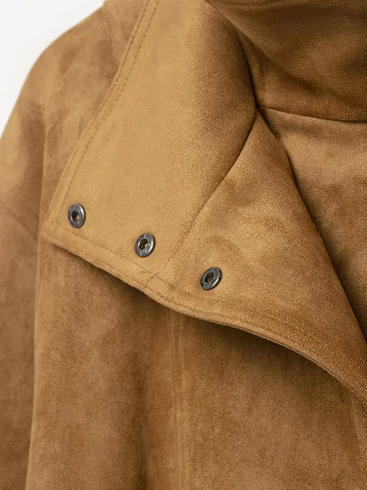 Cappotto Donna Vintage con Cintura in Finta Pelle Scamosciata