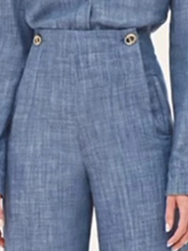 Kristarsgirl Autunno 2025 Semplice Urban 2 pezzi Set per donna Camicie lunghe Top Pantaloni lunghi a vita alta Abiti da ufficio Due pezzi