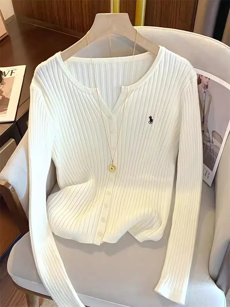 Cardigan a Maglia con Ricami Y2K – Streetwear