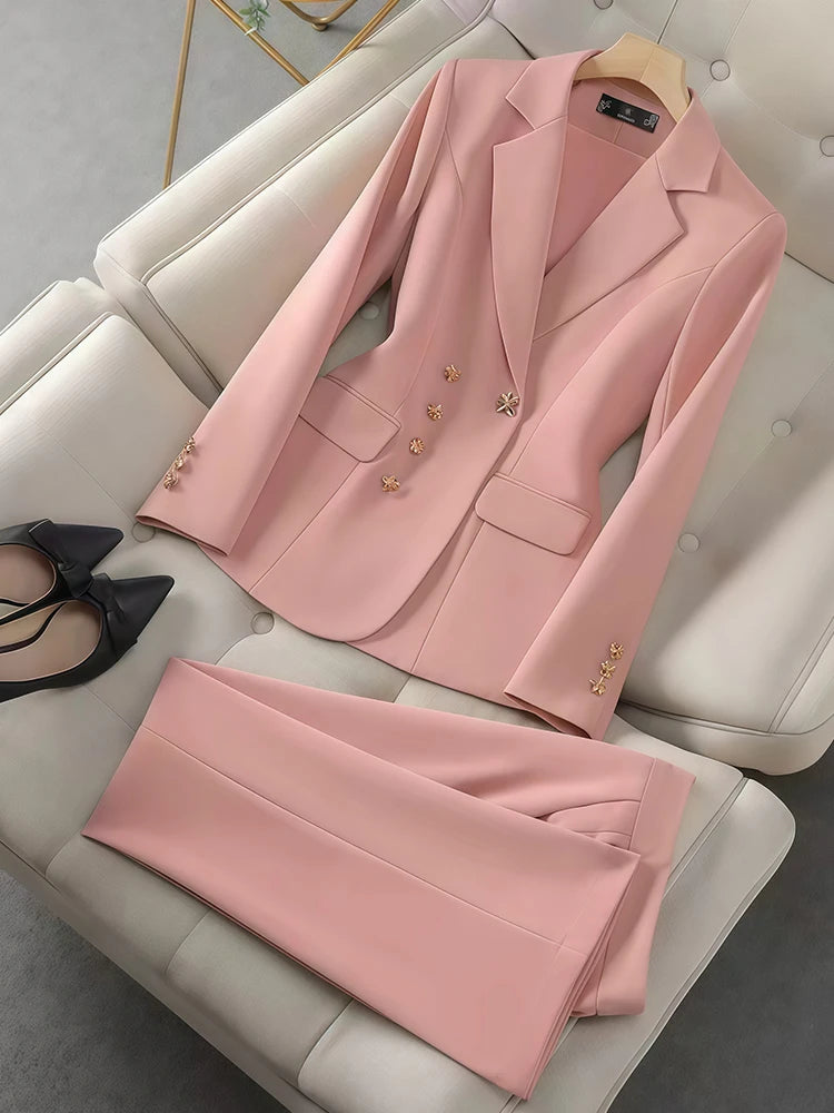2 pezzi set temperamento da donna abito a maniche lunghe pantaloni casual moda abiti da lavoro sottili per eventi di lavoro pendolari d'affari