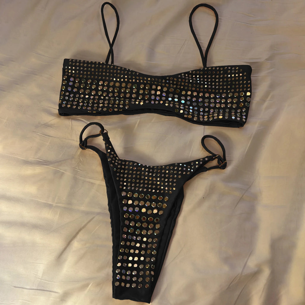Bikini Push-Up con Diamanti e Stampa Floreale