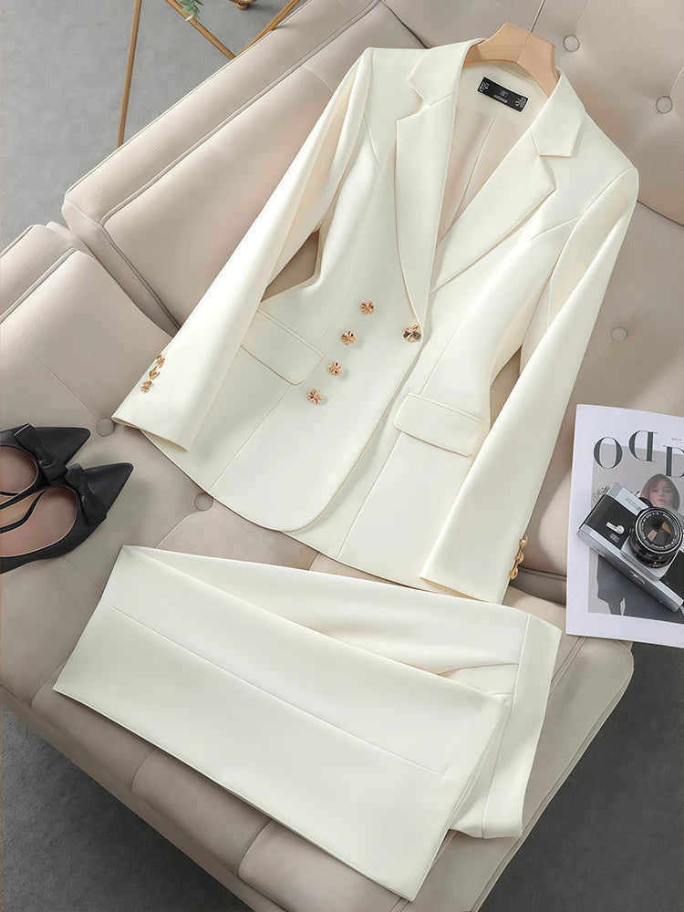 2 pezzi set temperamento da donna abito a maniche lunghe pantaloni casual moda abiti da lavoro sottili per eventi di lavoro pendolari d'affari