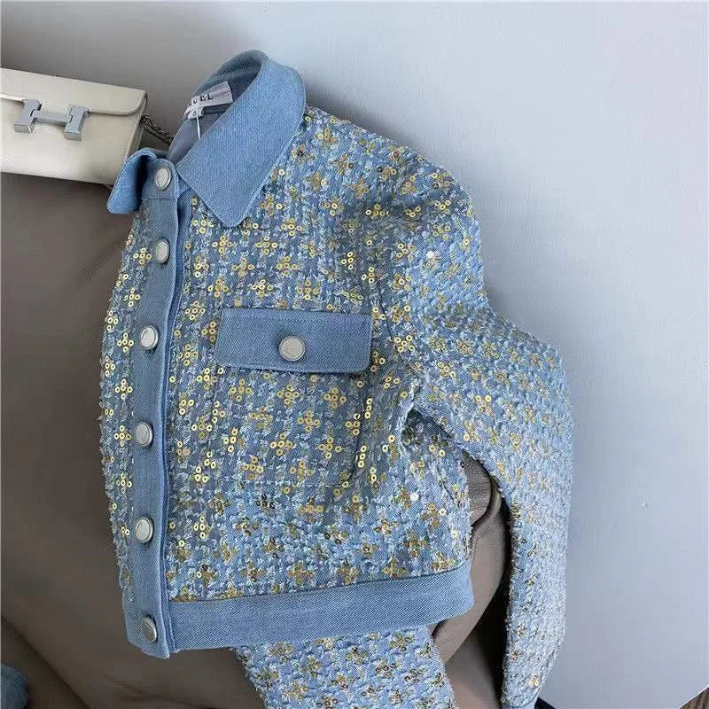 2025 Primavera Autunno Nuovo Set da 2 pezzi Coreano Stile Hong Kong Design Senso monopetto Cappotto corto da donna Set di pantaloni slim retrò