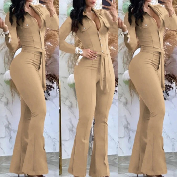 Tuta Donna Casual Y2K con Cintura e Cerniera