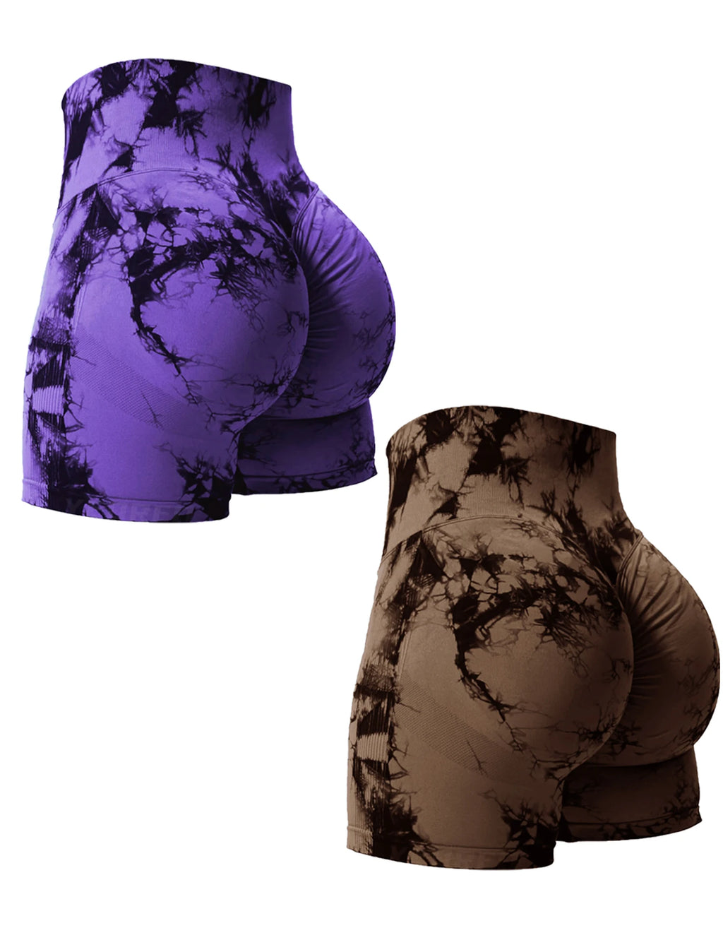2 pezzi Tie Dye Butt Lifting Pantaloncini da palestra sexy Donna Skinny Stretch Pantaloncini sportivi a vita alta Casual senza cuciture