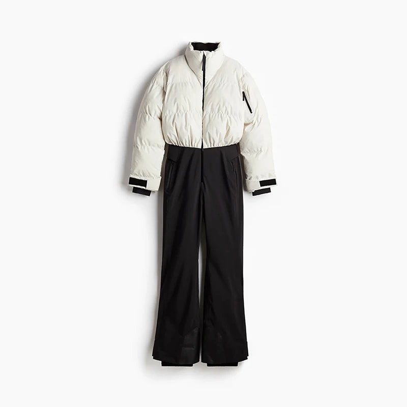 Tuta Intera Donna Invernale – Colletto Coreano, Gamba Larga, Stile Chic