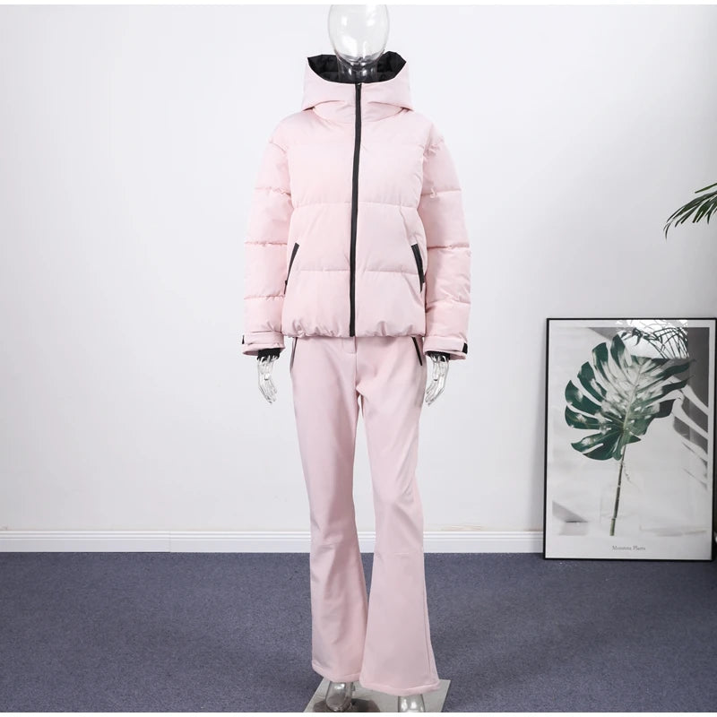Tuta Intera Donna Invernale – Colletto Coreano, Gamba Larga, Stile Chic