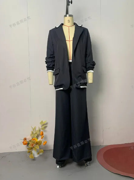 Set Due Pezzi Donna – Giacca e Pantaloni a Gamba Larga Office Lady