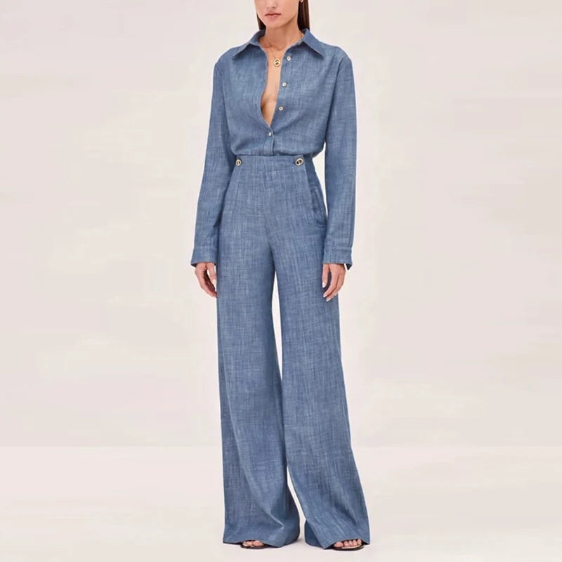 Kristarsgirl Autunno 2025 Semplice Urban 2 pezzi Set per donna Camicie lunghe Top Pantaloni lunghi a vita alta Abiti da ufficio Due pezzi