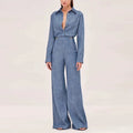 Kristarsgirl Autunno 2025 Semplice Urban 2 pezzi Set per donna Camicie lunghe Top Pantaloni lunghi a vita alta Abiti da ufficio Due pezzi
