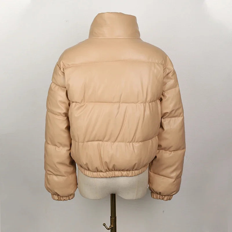 Parka Invernale Donna in Ecopelle Nera – Giacca Calda