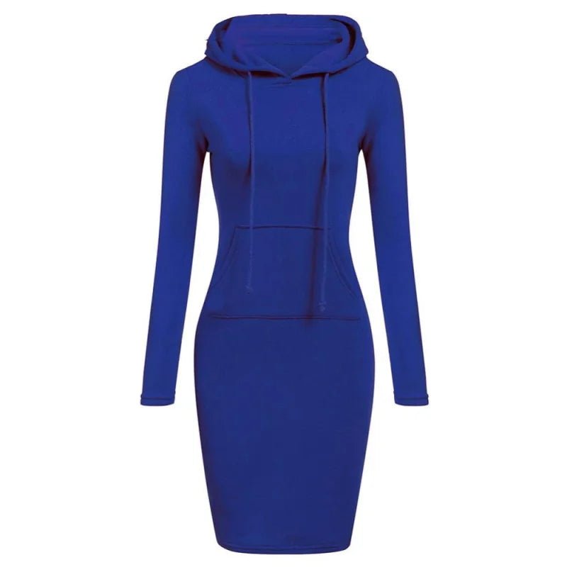 Abito Donna con Cappuccio – Vestito Felpa Hooded Dress Casual Autunno Inverno - Veyla