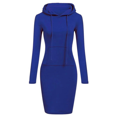 Abito Donna con Cappuccio – Vestito Felpa Hooded Dress Casual Autunno Inverno - Veyla