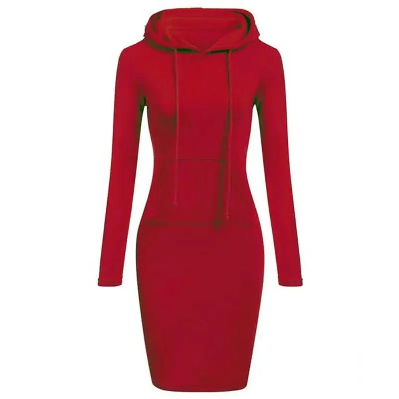 Abito Donna con Cappuccio – Vestito Felpa Hooded Dress Casual Autunno Inverno - Veyla