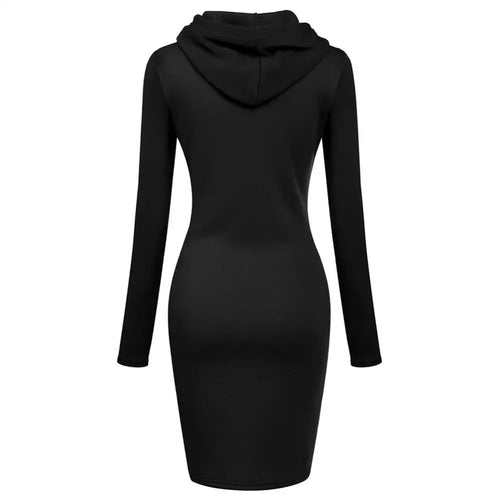 Abito Donna con Cappuccio – Vestito Felpa Hooded Dress Casual Autunno Inverno - Veyla