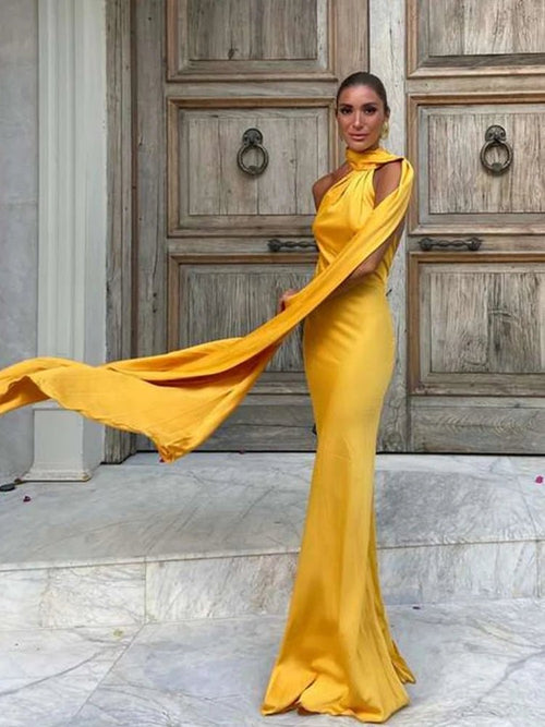 Abito Donna Elegante in Raso – Halter Backless Senza Maniche Party Estate 2026 - Veyla