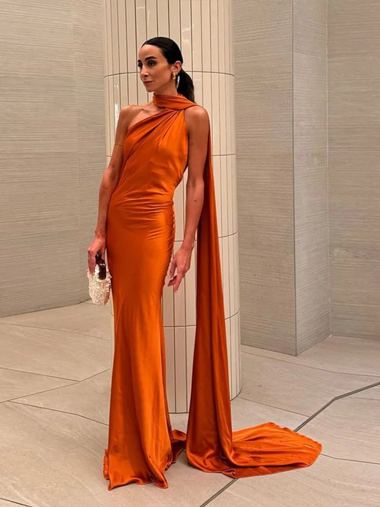 Abito Donna Elegante in Raso – Halter Backless Senza Maniche Party Estate 2026 - Veyla