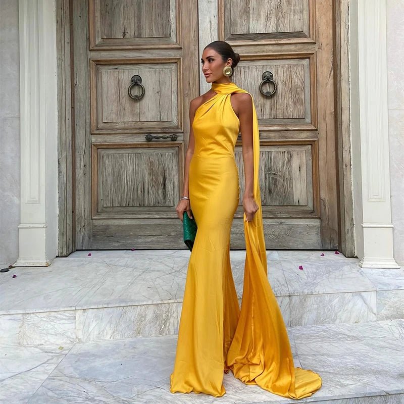 Abito Donna Elegante in Raso – Halter Backless Senza Maniche Party Estate 2026 - Veyla