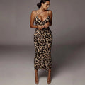 Abito Donna Midi Leopardato – Scollo a V Senza Maniche Sexy Streetwear Party - Veyla