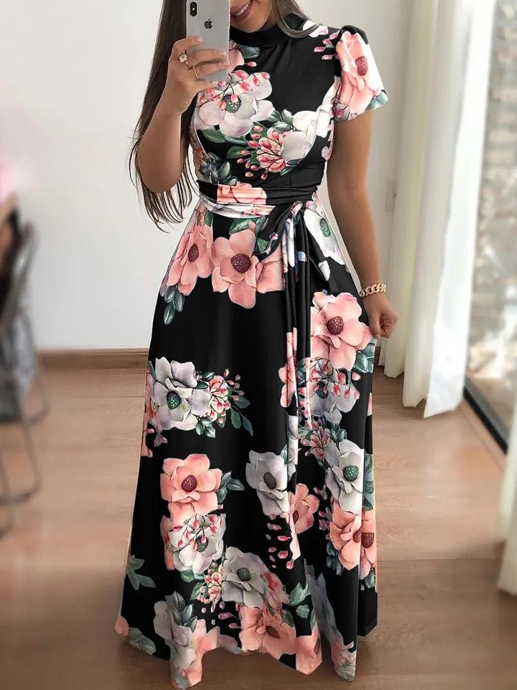 Abito Lungo Floreale Donna Slim Fit – Manica Lunga - Veyla