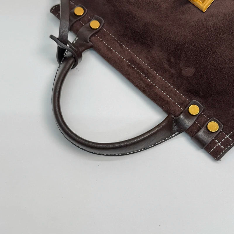 Borsa a Mano Retrò in Finta Pelle Scamosciata con Patta – 4 Colori - Veyla