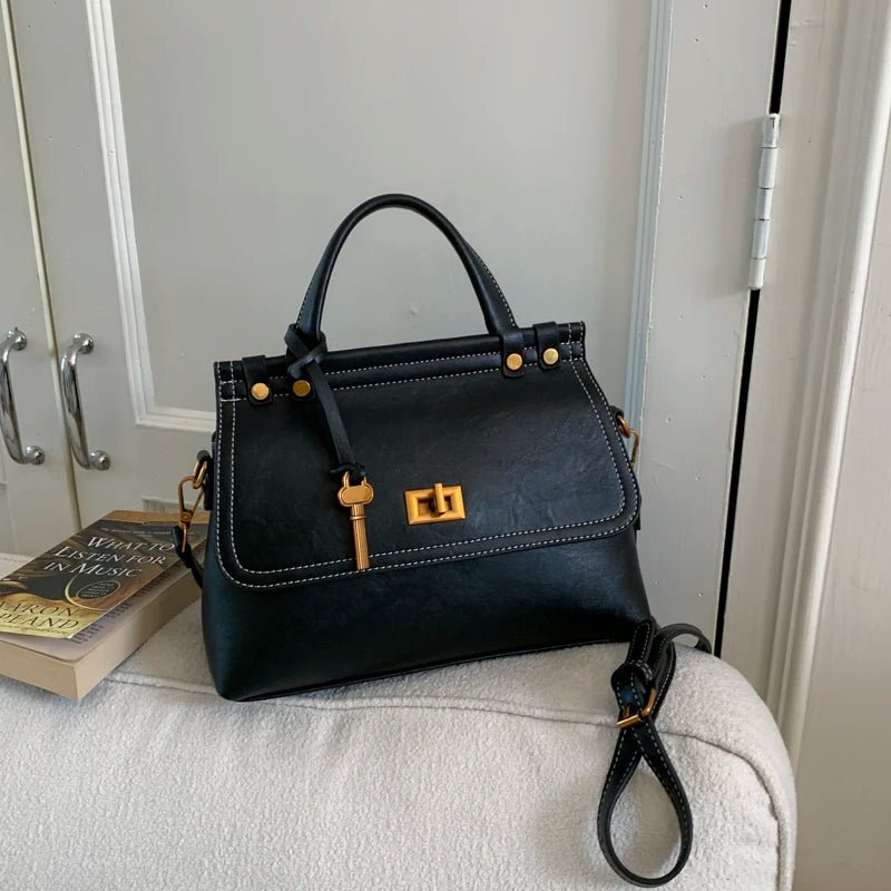Borsa a Mano Retrò in Finta Pelle Scamosciata con Patta – 4 Colori - Veyla
