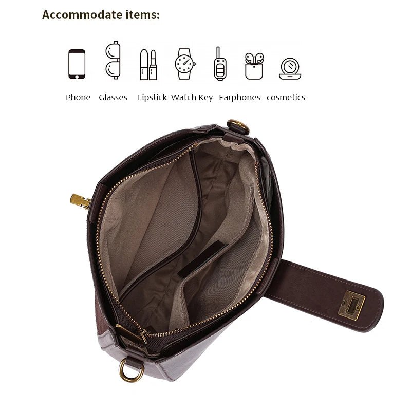 Borsa a Tracolla Mezzaluna in Vera Pelle di Vacchetta - Veyla