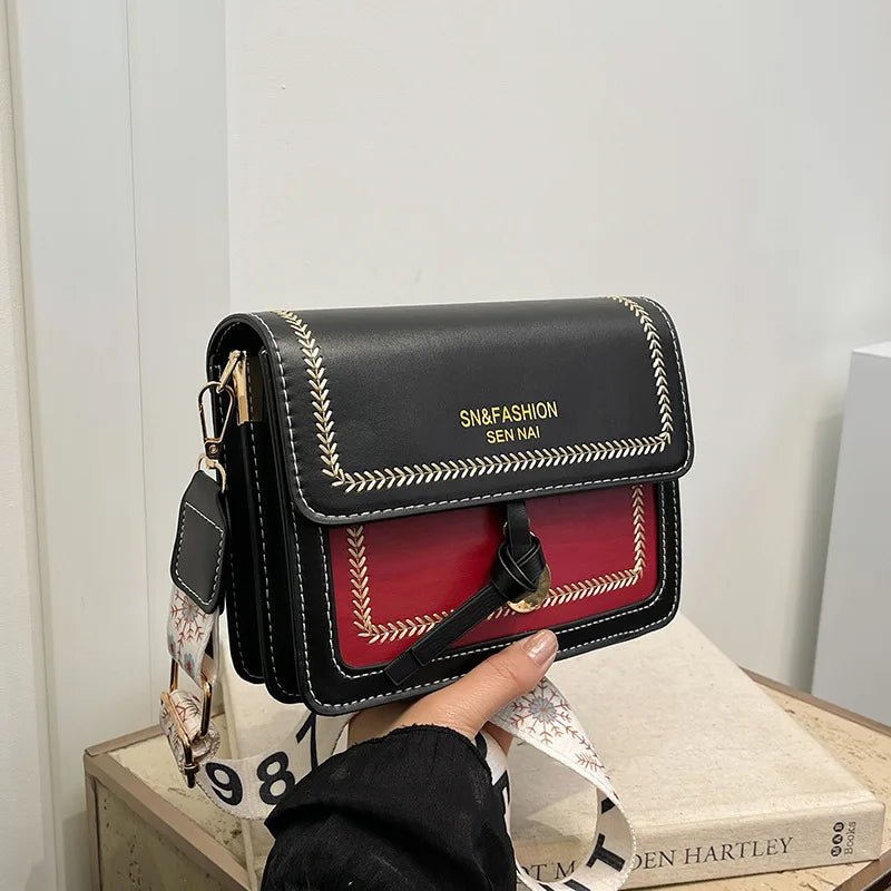 Borsa a Tracolla Versatile con Dettagli a Contrasto – Forma Quadrata - Veyla