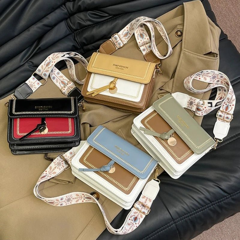 Borsa a Tracolla Versatile con Dettagli a Contrasto – Forma Quadrata - Veyla