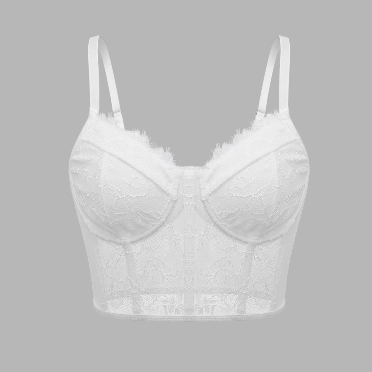 Bralette Donna Semi-Trasparente in Mesh – Push Up Corsetto Bustier Crop Top Lingerie - Veyla