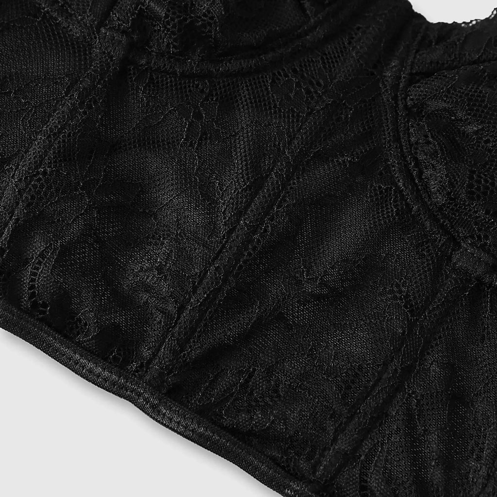 Bralette Donna Semi-Trasparente in Mesh – Push Up Corsetto Bustier Crop Top Lingerie - Veyla