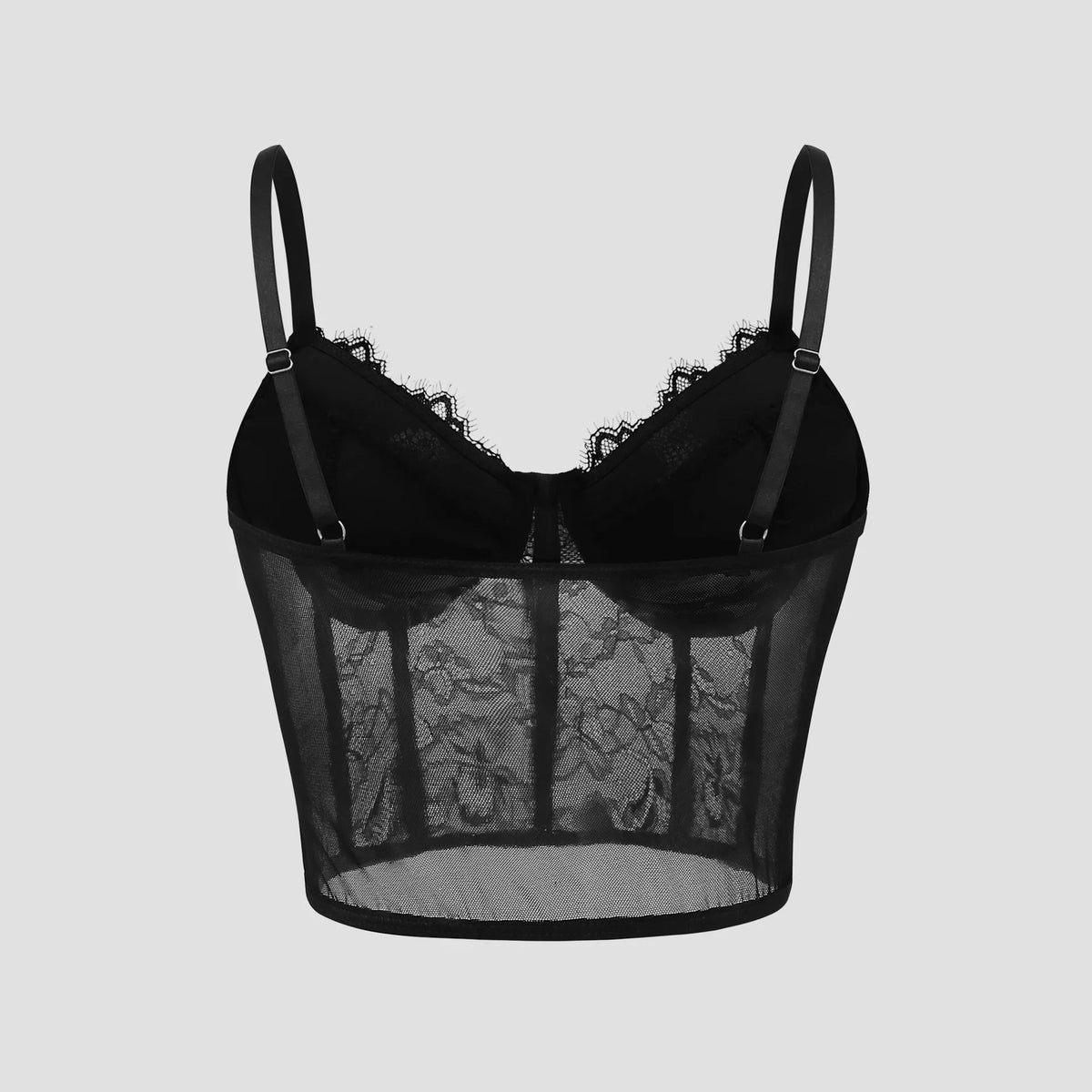 Bralette Donna Semi-Trasparente in Mesh – Push Up Corsetto Bustier Crop Top Lingerie - Veyla